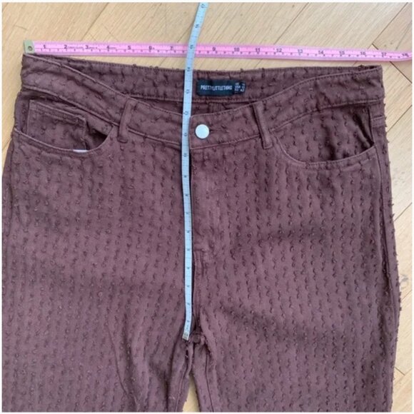 PRETTY LITTLE THING Brown Textured High- waisted 5 Pocket Jean- Sz 10 - Picture 7 of 7